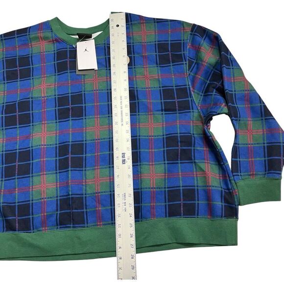 Nike Air Jordan Sweatshirt WMNS 2X Green Brooklynn Fleece‎ Plaid Holiday Festive - Picture 3 of 11